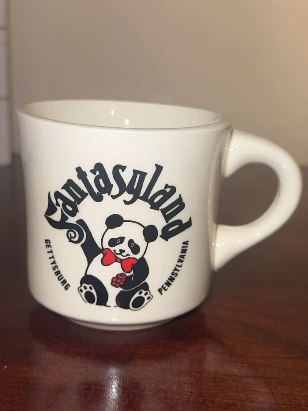 Vintage Panda Logo White Ceramic Mug - Gettysburg Fantasyland Pennsylvania